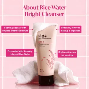the face shop rice water bright facial foaming cleanser